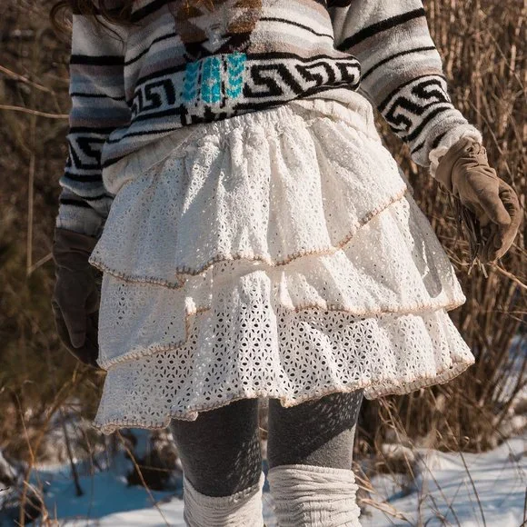 White Ruffle Eyelet Skirt - Picture 1 of 6